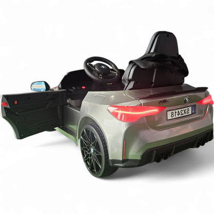 Carro Elétrico para Criança BMW M4 12v Cinza Metalizado c/ RODAS DE BORRACHA & ASSENTO EM PELE
