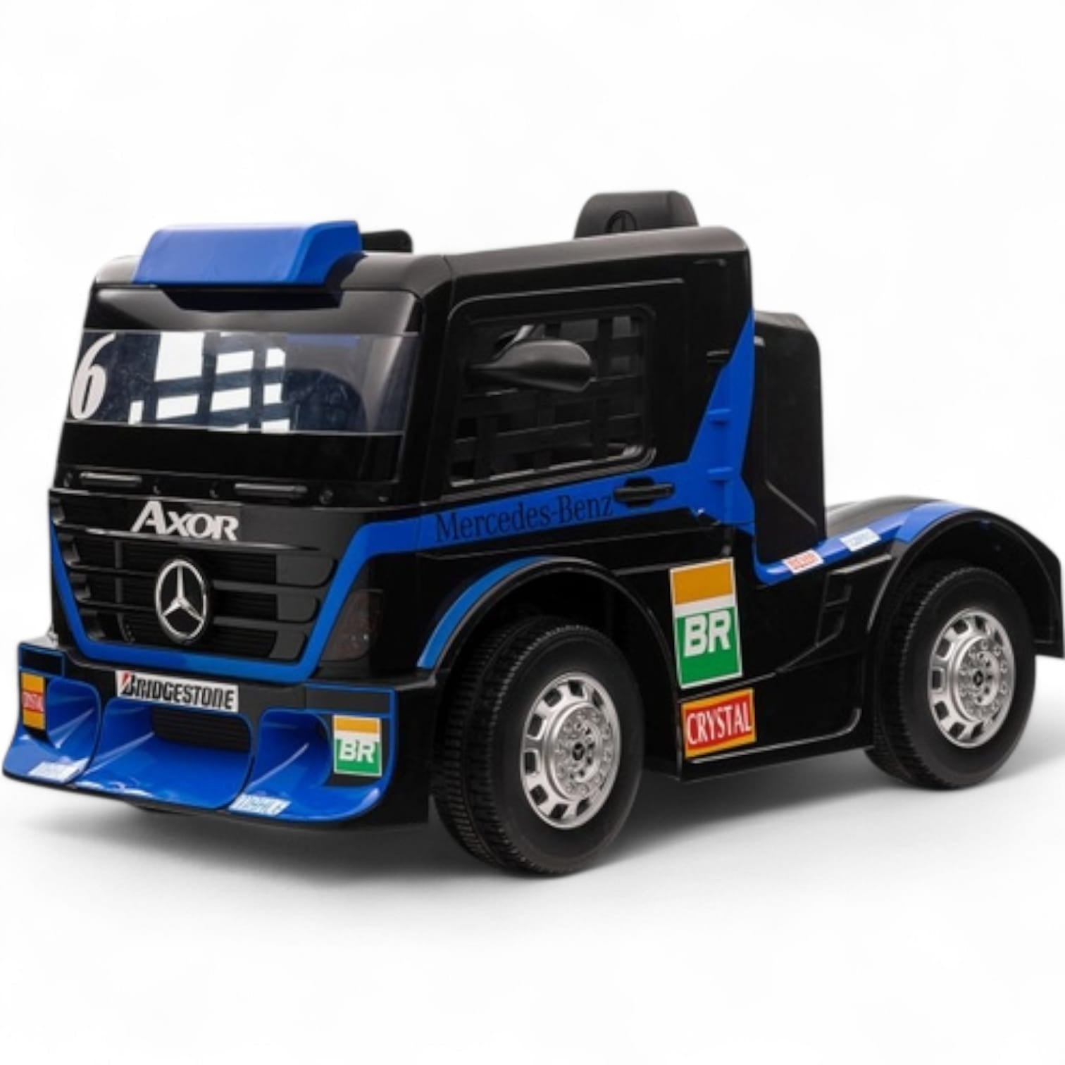 Carro Elétrico para Criança MERCEDES AXOR 12v Azul c/ RODAS DE BORRACHA & ASSENTO EM PELE