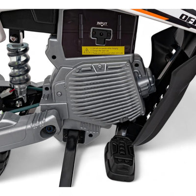 Mota Elétrica para Criança estilo CROSS 12v Laranja c/ RODAS DE BORRACHA & ASSENTO EM PELE