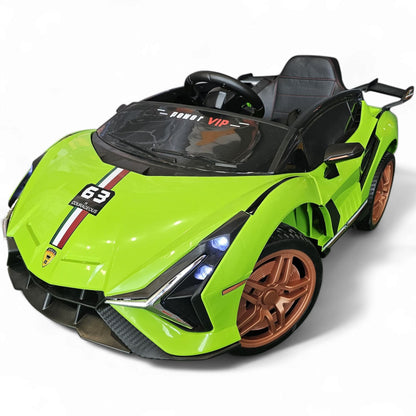 Carro Elétrico para Criança Sian Style Verde 12v c/ RODAS DE BORRACHA & ASSENTO EM PELE