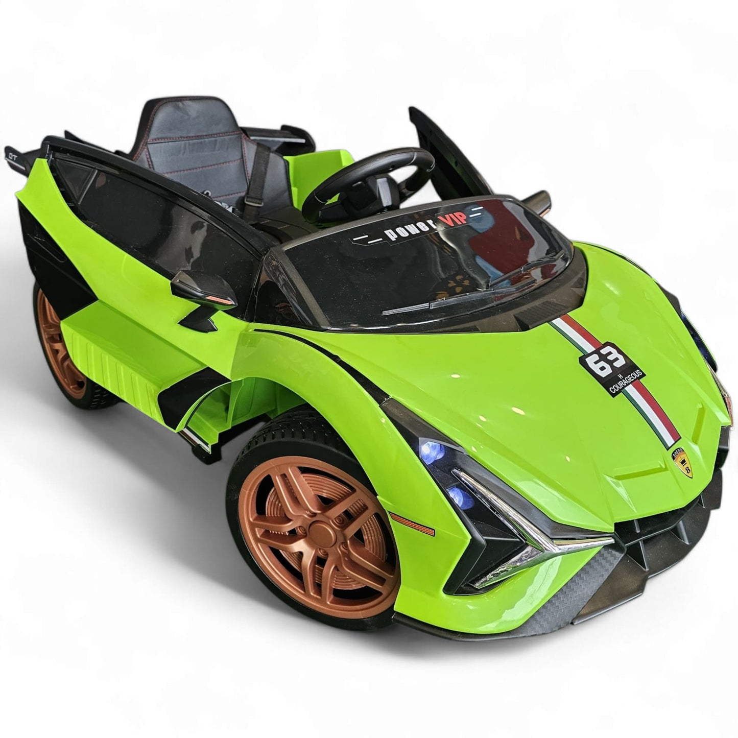 Carro Elétrico para Criança Sian Style Verde 12v c/ RODAS DE BORRACHA & ASSENTO EM PELE