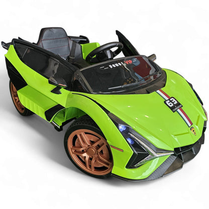 Carro Elétrico para Criança Sian Style Verde 12v c/ RODAS DE BORRACHA & ASSENTO EM PELE