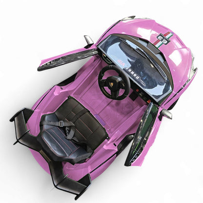 Carro Elétrico para Criança Sian Style Rosa 12v c/ RODAS DE BORRACHA & ASSENTO EM PELE