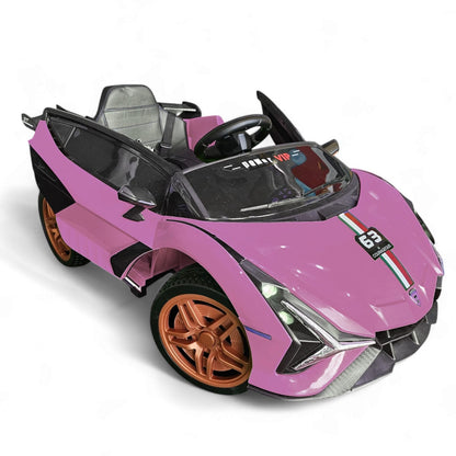 Carro Elétrico para Criança Sian Style Rosa 12v c/ RODAS DE BORRACHA & ASSENTO EM PELE