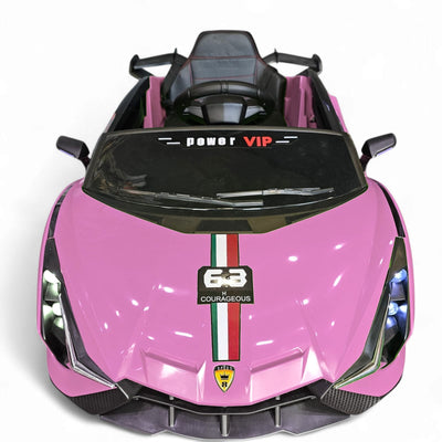 Carro Elétrico para Criança Sian Style Rosa 12v c/ RODAS DE BORRACHA & ASSENTO EM PELE