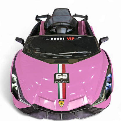Carro Elétrico para Criança Sian Style Rosa 12v c/ RODAS DE BORRACHA & ASSENTO EM PELE