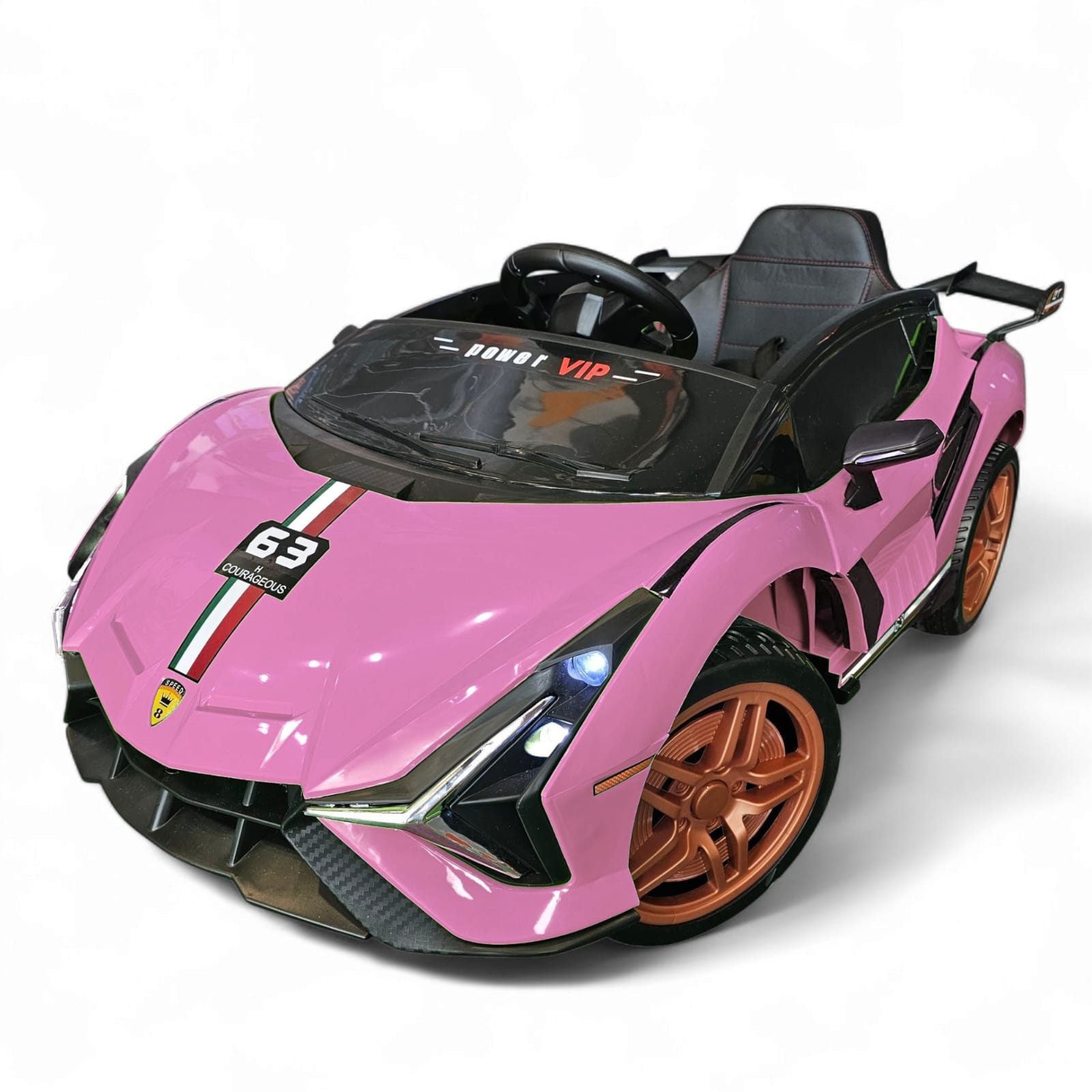 Carro Elétrico para Criança Sian Style Rosa 12v c/ RODAS DE BORRACHA & ASSENTO EM PELE