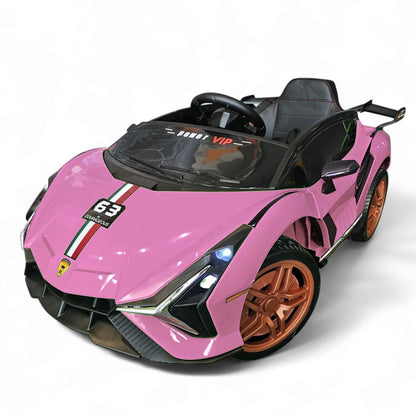 Carro Elétrico para Criança Sian Style Rosa 12v c/ RODAS DE BORRACHA & ASSENTO EM PELE
