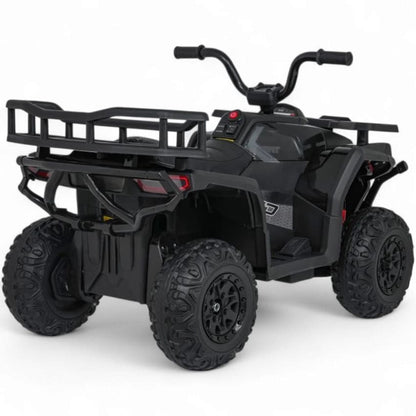 Mota 4 Elétrica para Criança MINI ATV QUAD ROBUST 12v Preta c/ RODAS DE BORRACHA & ASSENTO EM PELE