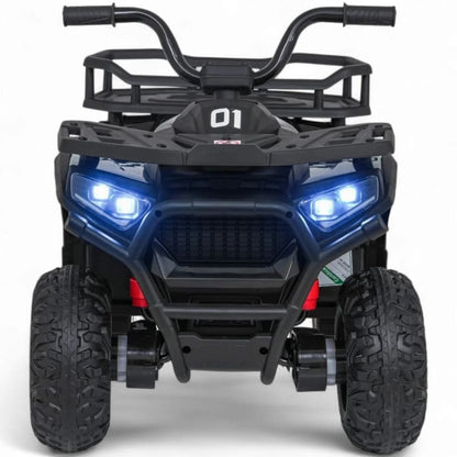 Mota 4 Elétrica para Criança MINI ATV QUAD ROBUST 12v Preta c/ RODAS DE BORRACHA & ASSENTO EM PELE