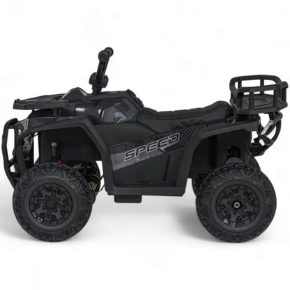 Mota 4 Elétrica para Criança MINI ATV QUAD ROBUST 12v Preta c/ RODAS DE BORRACHA & ASSENTO EM PELE