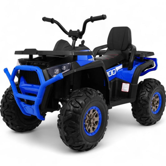 Mota Elétrica para Criança QUAD DESERT 12v Azul c/ RODAS DE BORRACHA & ASSENTO EM PELE