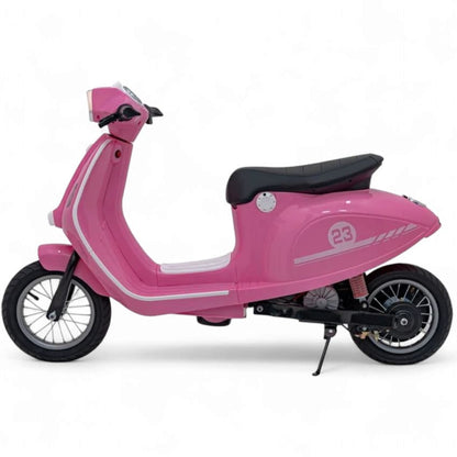 Mota Elétrica para Criança  Vespa Style 24v 350watts até 16Km/h Rosa c/ RODAS PNEUMÁTICAS & ASSENTO EM PELE