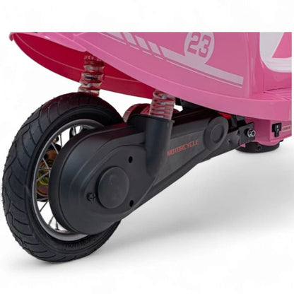 Mota Elétrica para Criança  Vespa Style 24v 350watts até 16Km/h Rosa c/ RODAS PNEUMÁTICAS & ASSENTO EM PELE