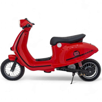 Mota Elétrica para Criança  Vespa Style 24v 350watts até 16Km/h Vermelho c/ RODAS PNEUMÁTICAS & ASSENTO EM PELE
