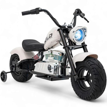 Mota Elétrica para Criança  Chopper Warrior 36v 350watts até 16Km/h Branca c/ RODAS PNEUMÁTICAS & ASSENTO EM PELE