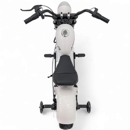 Mota Elétrica para Criança  Chopper Warrior 36v 350watts até 16Km/h Branca c/ RODAS PNEUMÁTICAS & ASSENTO EM PELE