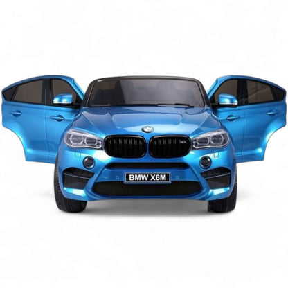 Carro elétrico para criança BMW X6M 12v Azul Metalizado 2 Lugares c/ RODAS DE BORRACHA & ASSENTO EM PELE