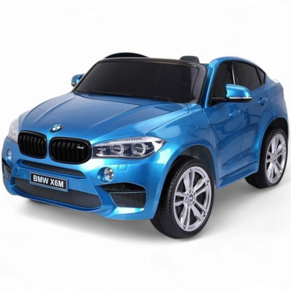 Carro elétrico para criança BMW X6M 12v Azul Metalizado 2 Lugares c/ RODAS DE BORRACHA & ASSENTO EM PELE