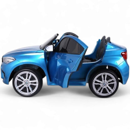Carro elétrico para criança BMW X6M 12v Azul Metalizado 2 Lugares c/ RODAS DE BORRACHA & ASSENTO EM PELE