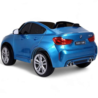 Carro elétrico para criança BMW X6M 12v Azul Metalizado 2 Lugares c/ RODAS DE BORRACHA & ASSENTO EM PELE