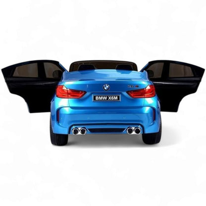 Carro elétrico para criança BMW X6M 12v Azul Metalizado 2 Lugares c/ RODAS DE BORRACHA & ASSENTO EM PELE
