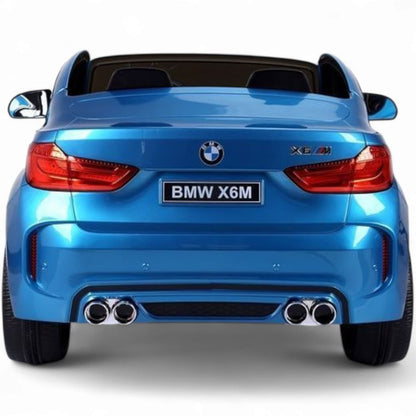 Carro elétrico para criança BMW X6M 12v Azul Metalizado 2 Lugares c/ RODAS DE BORRACHA & ASSENTO EM PELE
