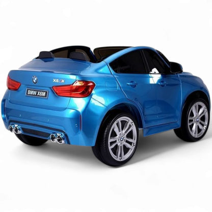 Carro elétrico para criança BMW X6M 12v Azul Metalizado 2 Lugares c/ RODAS DE BORRACHA & ASSENTO EM PELE