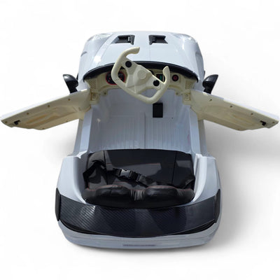 Carro Elétrico para Criança GT3 Style Branco 12v c/ RODAS DE BORRACHA & ASSENTO EM PELE