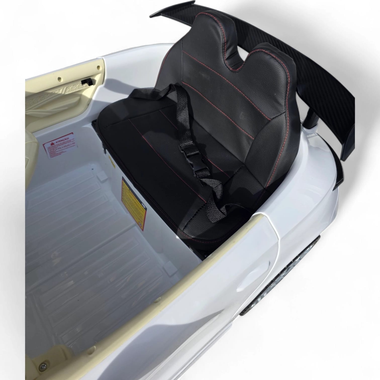 Carro Elétrico para Criança GT3 Style Branco 12v c/ RODAS DE BORRACHA & ASSENTO EM PELE