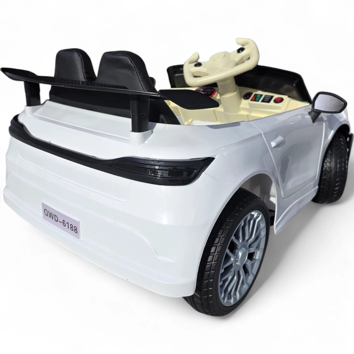 Carro Elétrico para Criança GT3 Style Branco 12v c/ RODAS DE BORRACHA & ASSENTO EM PELE