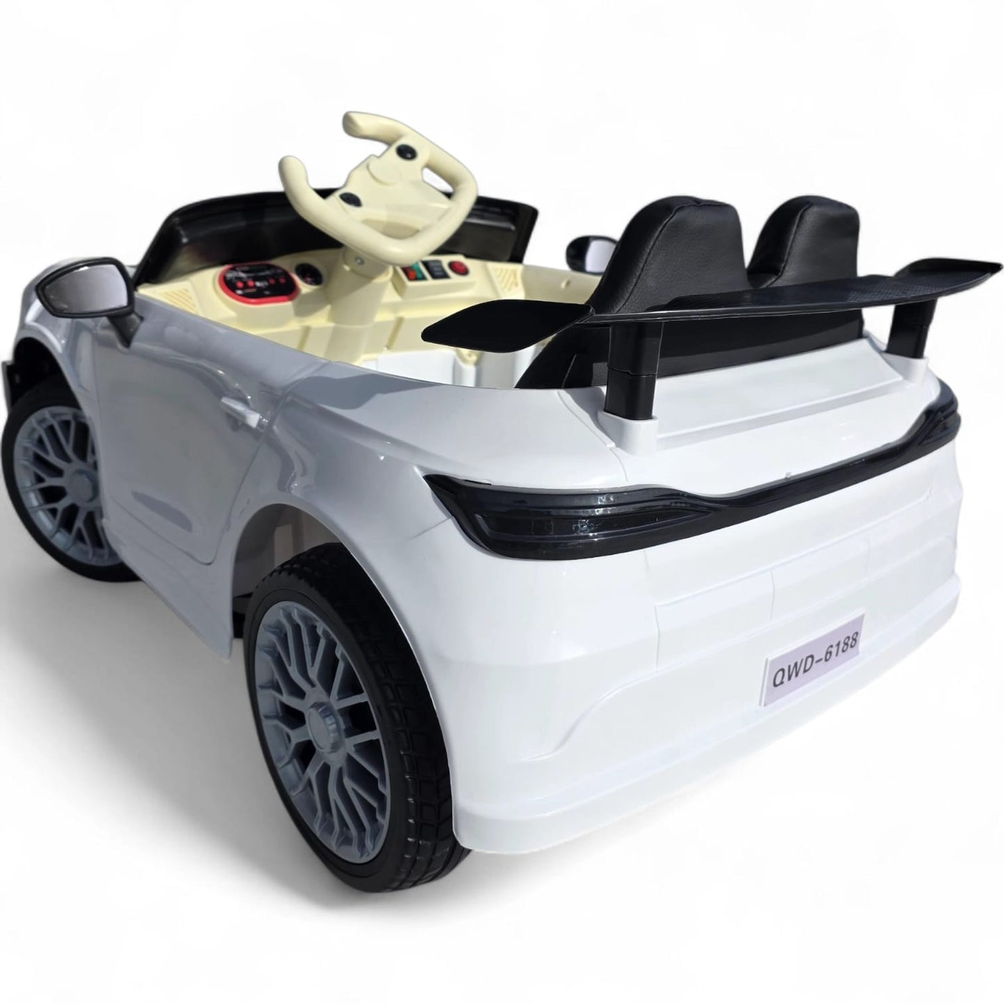 Carro Elétrico para Criança GT3 Style Branco 12v c/ RODAS DE BORRACHA & ASSENTO EM PELE