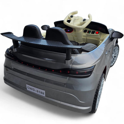 Carro Elétrico para Criança GT3 Style Cinza Metalizado 12v c/ RODAS DE BORRACHA & ASSENTO EM PELE