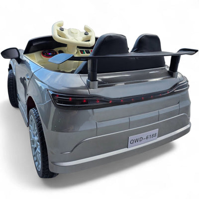 Carro Elétrico para Criança GT3 Style Cinza Metalizado 12v c/ RODAS DE BORRACHA & ASSENTO EM PELE