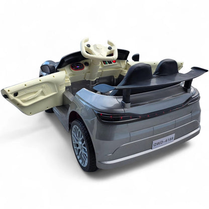 Carro Elétrico para Criança GT3 Style Cinza Metalizado 12v c/ RODAS DE BORRACHA & ASSENTO EM PELE