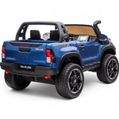 Carro Elétrico para Criança Toyota Hilux Azul Metalizado 12v 4x4 c/ Rodas de Borracha & Assento em Pele