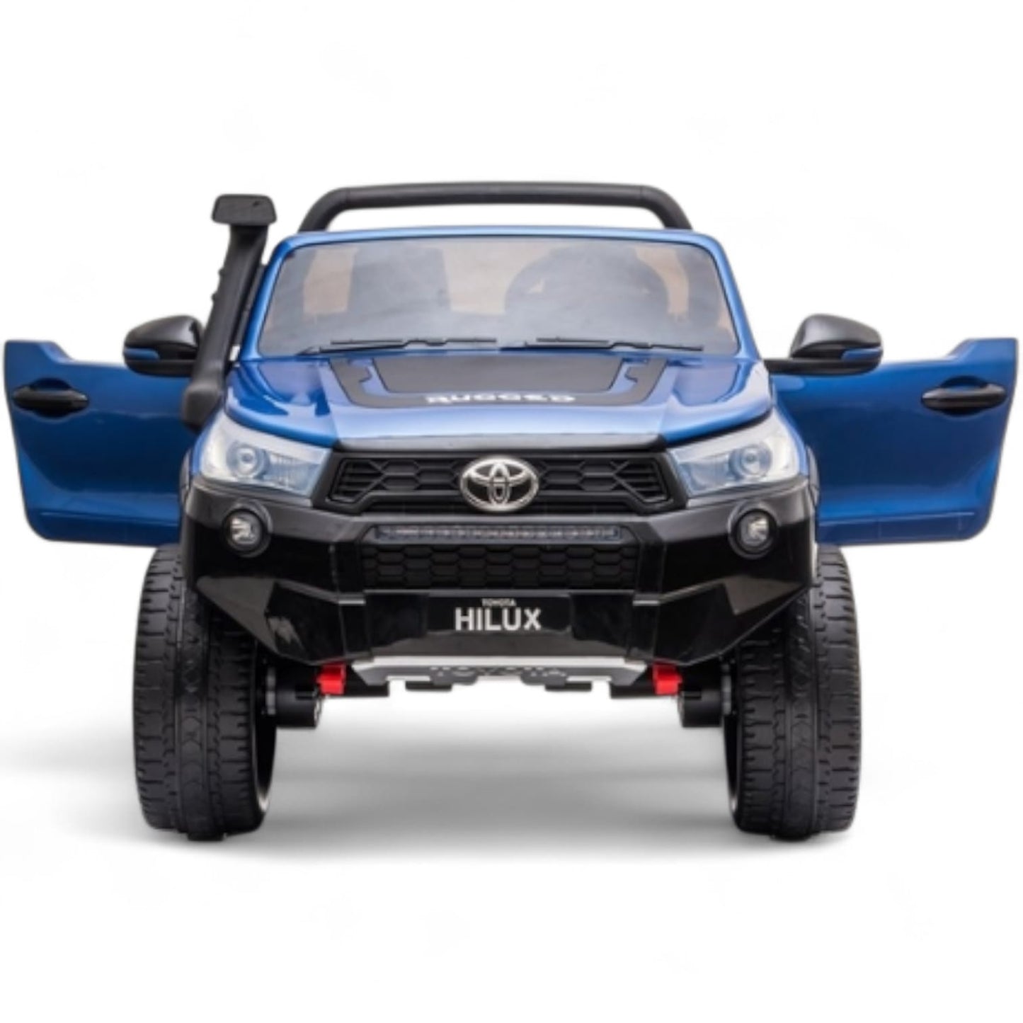 Carro Elétrico para Criança Toyota Hilux Azul Metalizado 12v 4x4 c/ Rodas de Borracha & Assento em Pele