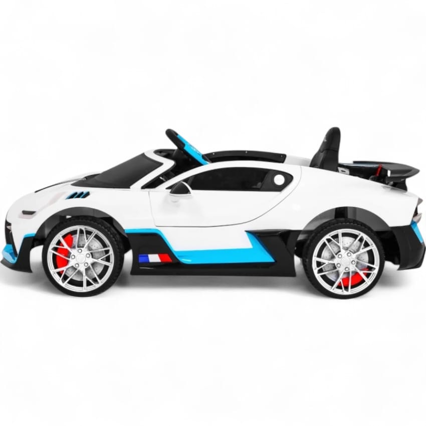 Carro Elétrico para Criança BUGATTI DIVO 12v Branco c/ RODAS DE BORRACHA & ASSENTO EM PELE