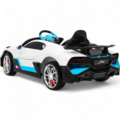 Carro Elétrico para Criança BUGATTI DIVO 12v Branco c/ RODAS DE BORRACHA & ASSENTO EM PELE
