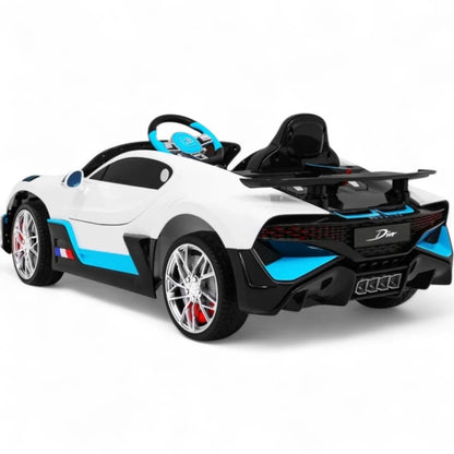 Carro Elétrico para Criança BUGATTI DIVO 12v Branco c/ RODAS DE BORRACHA & ASSENTO EM PELE