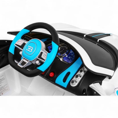 Carro Elétrico para Criança BUGATTI DIVO 12v Branco c/ RODAS DE BORRACHA & ASSENTO EM PELE