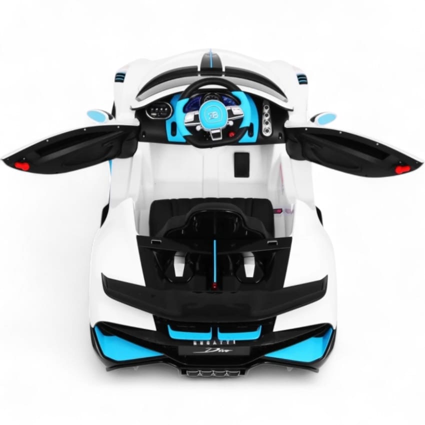 Carro Elétrico para Criança BUGATTI DIVO 12v Branco c/ RODAS DE BORRACHA & ASSENTO EM PELE