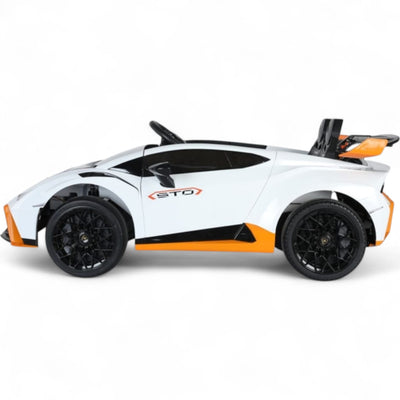 Carro Elétrico para Criança LAMBORGHINI STO 24v DRIFT Branco c/ RODAS DE BORRACHA & ASSENTO EM PELE