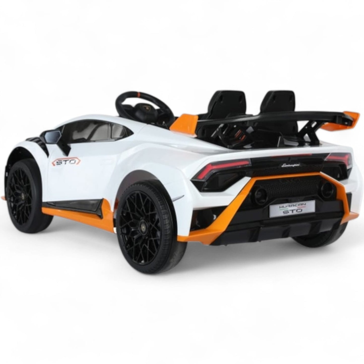 Carro Elétrico para Criança LAMBORGHINI STO 24v DRIFT Branco c/ RODAS DE BORRACHA & ASSENTO EM PELE
