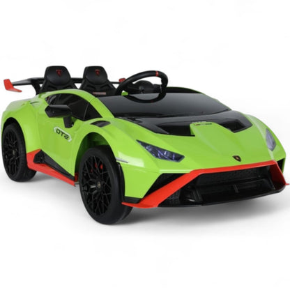 Carro Elétrico para Criança LAMBORGHINI STO 24v DRIFT Verde c/ RODAS DE BORRACHA & ASSENTO EM PELE