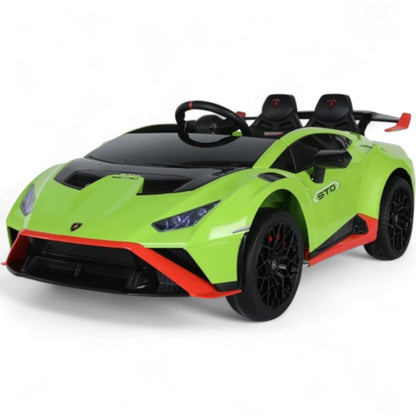 Carro Elétrico para Criança LAMBORGHINI STO 24v DRIFT Verde c/ RODAS DE BORRACHA & ASSENTO EM PELE