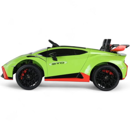 Carro Elétrico para Criança LAMBORGHINI STO 24v DRIFT Verde c/ RODAS DE BORRACHA & ASSENTO EM PELE