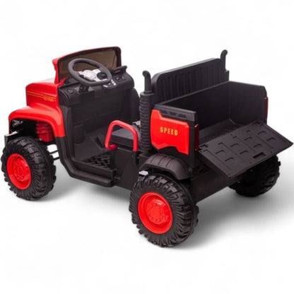 Carro Elétrico para Criança FARM TRUCK 12v Vermelho 4x4 c/ Rodas de Borracha & Assentos em Pele