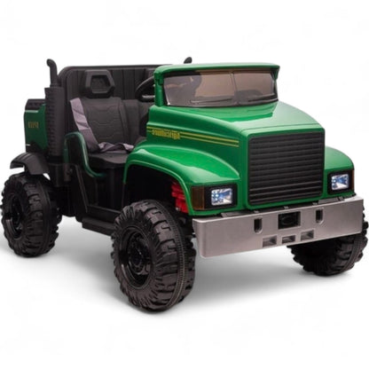 Carro Elétrico para Criança FARM TRUCK 12v Verde 4x4 c/ Rodas de Borracha & Assentos em Pele