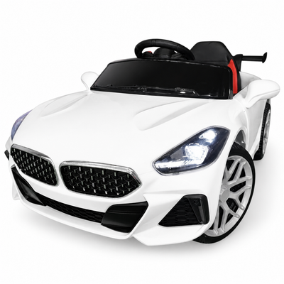Carro Elétrico para Criança BM Z4 Style Branco 12v c/ RODAS DE BORRACHA & ASSENTO EM PELE
